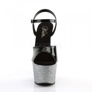Pleaser ADORE-709OMBRE Blk Pat/Slv-Blk Ombre