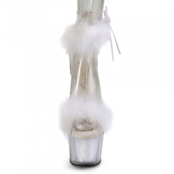 Pleaser ADORE-724F Clr-Wht Fur/Wht Fur