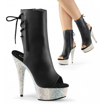 Pleaser BEJEWELED-1018DM-6 Blk Faux Leather/Slv Multi RS