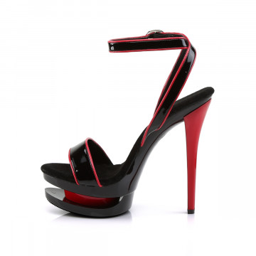 Pleaser BLONDIE-631-2 Blk Red Pat/Blk-Red