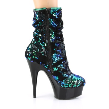 Pleaser DELIGHT-1004 Green Iridescent Sequins/Blk