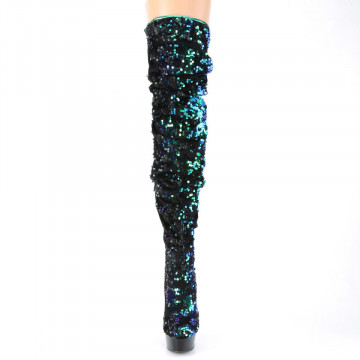 Pleaser DELIGHT-3004 Green Iridescent Sequins/Blk