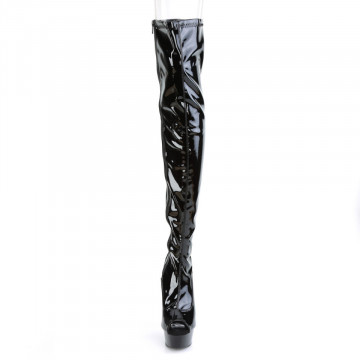Pleaser DELIGHT-3011 Blk Str. Pat/Blk