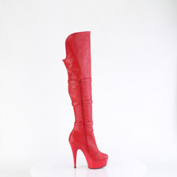 Pleaser DELIGHT-3018 Red Str. Faux Leather/Red Matte