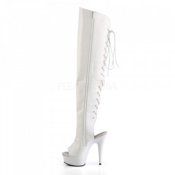 Pleaser DELIGHT-3019 Wht Faux Leather/Wht