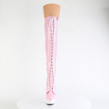 Pleaser DELIGHT-3029 B. Pink Str Hologram Pat/Wht Matte - Img 2