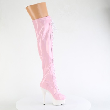 Pleaser DELIGHT-3029 B. Pink Str Hologram Pat/Wht Matte - Img 5