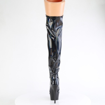 Pleaser DELIGHT-3029 Blk Str Hologram Pat/Blk Matte