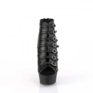 Pleaser DELIGHT-600-11 Blk Faux Leather/Blk Matte