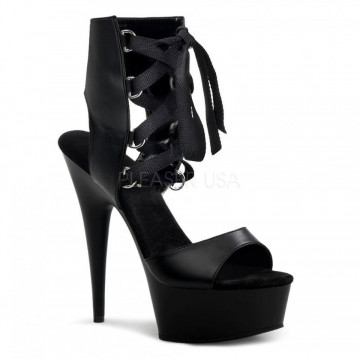 Pleaser DELIGHT-600-14 Blk Faux Leather/ Blk