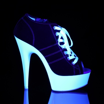Pleaser DELIGHT-600SK-01 Blk Canvas/Neon White
