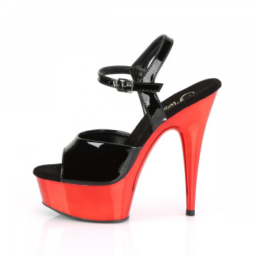 Pleaser DELIGHT-609 Blk Pat/Red Chrome