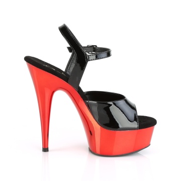 Pleaser DELIGHT-609 Blk Pat/Red Chrome