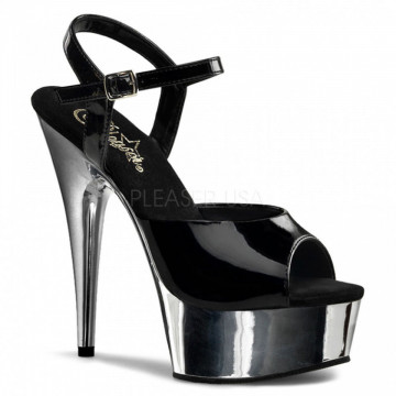 Pleaser DELIGHT-609 Blk/Slv Chrome