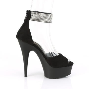 Pleaser DELIGHT-625 Blk Faux Suede/Blk Matte