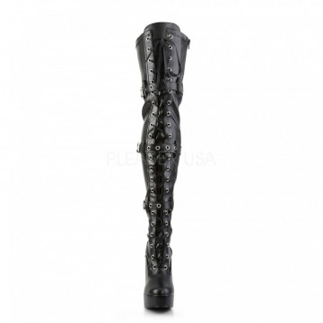 Pleaser ELECTRA-3028 Blk Str Faux Leather