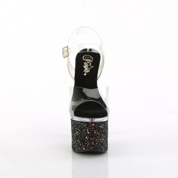 Pleaser ESTEEM-708LG Clr/Clr-Blk Multi Glitter