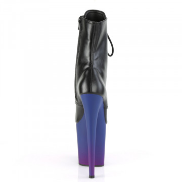 Pleaser FLAMINGO-1020BP Blk Faux Leather/Blue-Purple Ombre