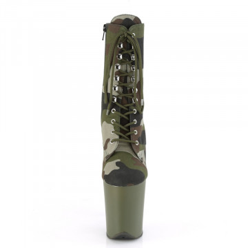 Pleaser FLAMINGO-1020CAMO Green Camo Fabric/Dark Olive Matte