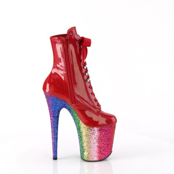 Pleaser FLAMINGO-1020HG Red Holo Pat/Rainbow Glitter