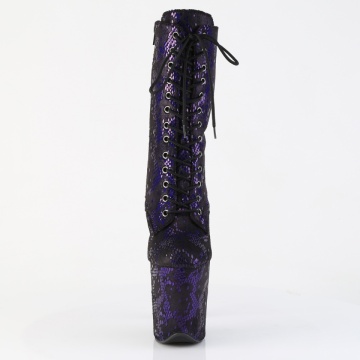 Pleaser FLAMINGO-1040SPF Purple Metallic Snake Print Fabric/M