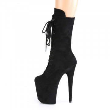 Pleaser FLAMINGO-1050FS Blk Faux Suede/Blk Faux Suede