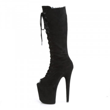Pleaser FLAMINGO-2051FS Blk Faux Suede/Blk Faux Suede