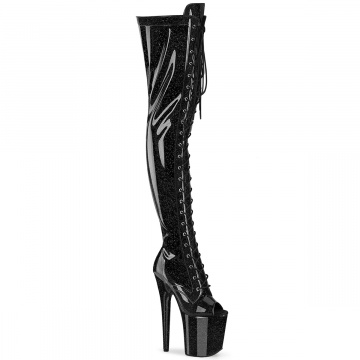 Pleaser FLAMINGO-3021GP Blk Glitter Pat/M