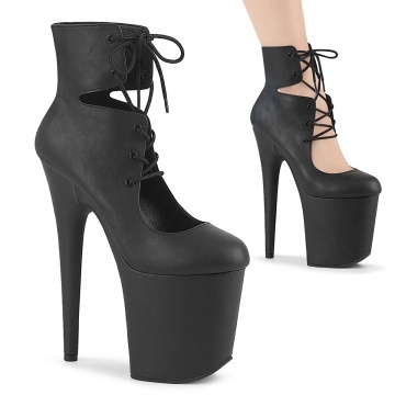 Pleaser FLAMINGO-800-22 Blk Faux Leather/Blk Matte