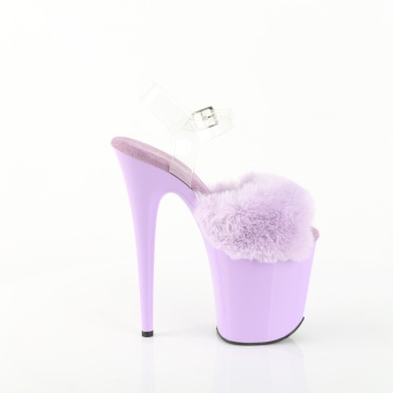 Pleaser FLAMINGO-808FUR Lavender Faux Fur-Clr TPU/Lavender