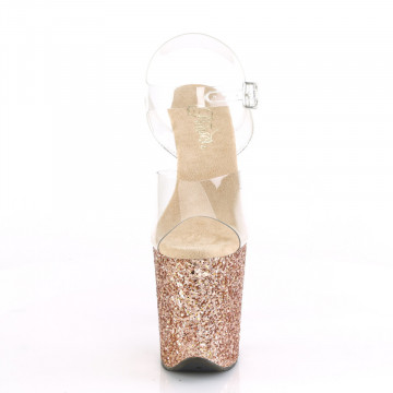 Pleaser FLAMINGO-808LG Clr/Rose Gold Multi Glitter