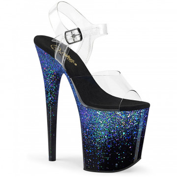Pleaser FLAMINGO-808SS Clr/Blk-Blue Multi Glitter SUBITo 38itEu