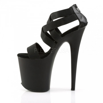 Pleaser FLAMINGO-869 Blk Elastic Band-Faux Leather/Blk Matte
