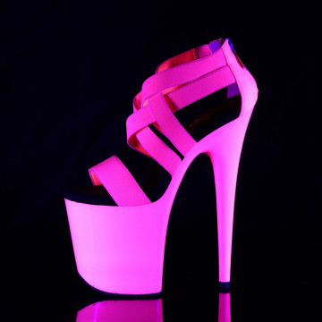 Pleaser FLAMINGO-869UV Neon H. Pink Elastic Band-Pat/Neon H. Pink