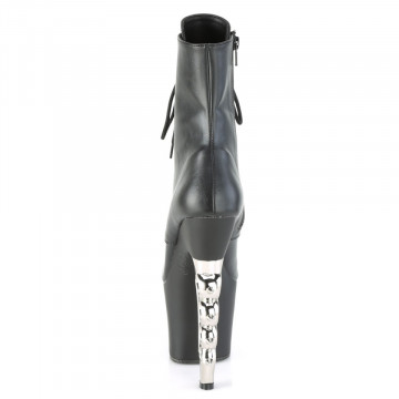 Pleaser IRONGRIP-1020 Blk Faux Leather/Blk Matte-Slv Brushed