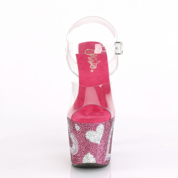 Pleaser LOVESICK-708HEART Clr/H. Pink-Wht RS