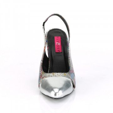 Pleaser Pink Label DREAM-405 Multi-Color Snake Print-Slv Metallic Pu