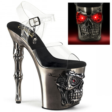 Pleaser RAPTURE-808-LT Clr/Satin Pewter Chrome