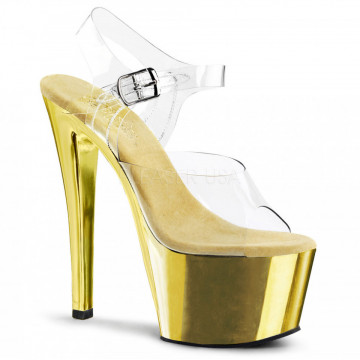 Pleaser SKY-308 Clr/Gold Chrome
