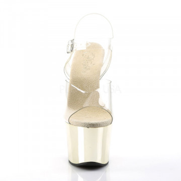 Pleaser SKY-308 Clr/Gold Chrome