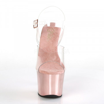 Pleaser SKY-308 Clr/Rose Gold Chrome