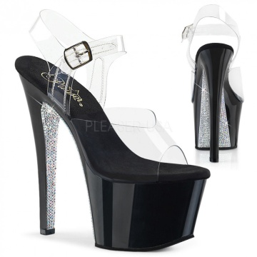 Pleaser SKY-308CRS Clr/Blk-Slv AB RSTN Subito 9