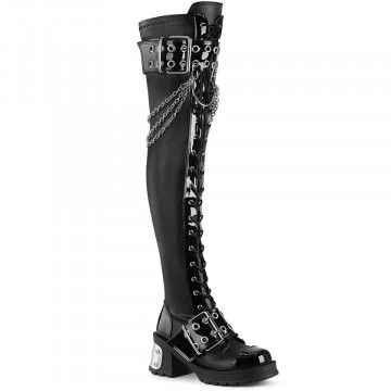 Demonia Cult BRATTY-304 Blk Stretch Vegan Leather