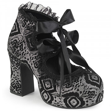 Demonia Cult GOTHIKA Blk-Silver Faux Nubuck Leather