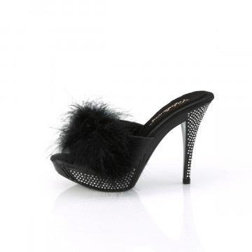 Fabulicious ELEGANT-401F Blk Marabou-Faux Leather/Blk