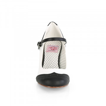 Pin Up Couture FLAPPER-25 Blk-Wht Pu