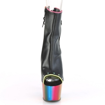 Pleaser ADORE-1018RC-02 Blk Faux Leather/Rainbow Chrome
