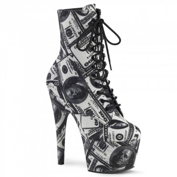 Pleaser ADORE-1020DP Wht-Blk Fabric/Wht-Blk Fabric