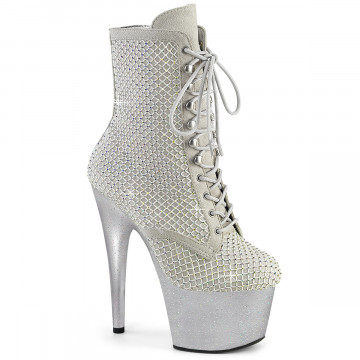 Pleaser ADORE-1020RM Silver Faux Sude-RS Mesh/Slv Matte