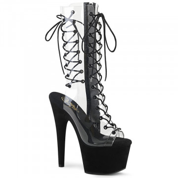 Pleaser ADORE-700-60FS Clr/Blk Faux Suede
